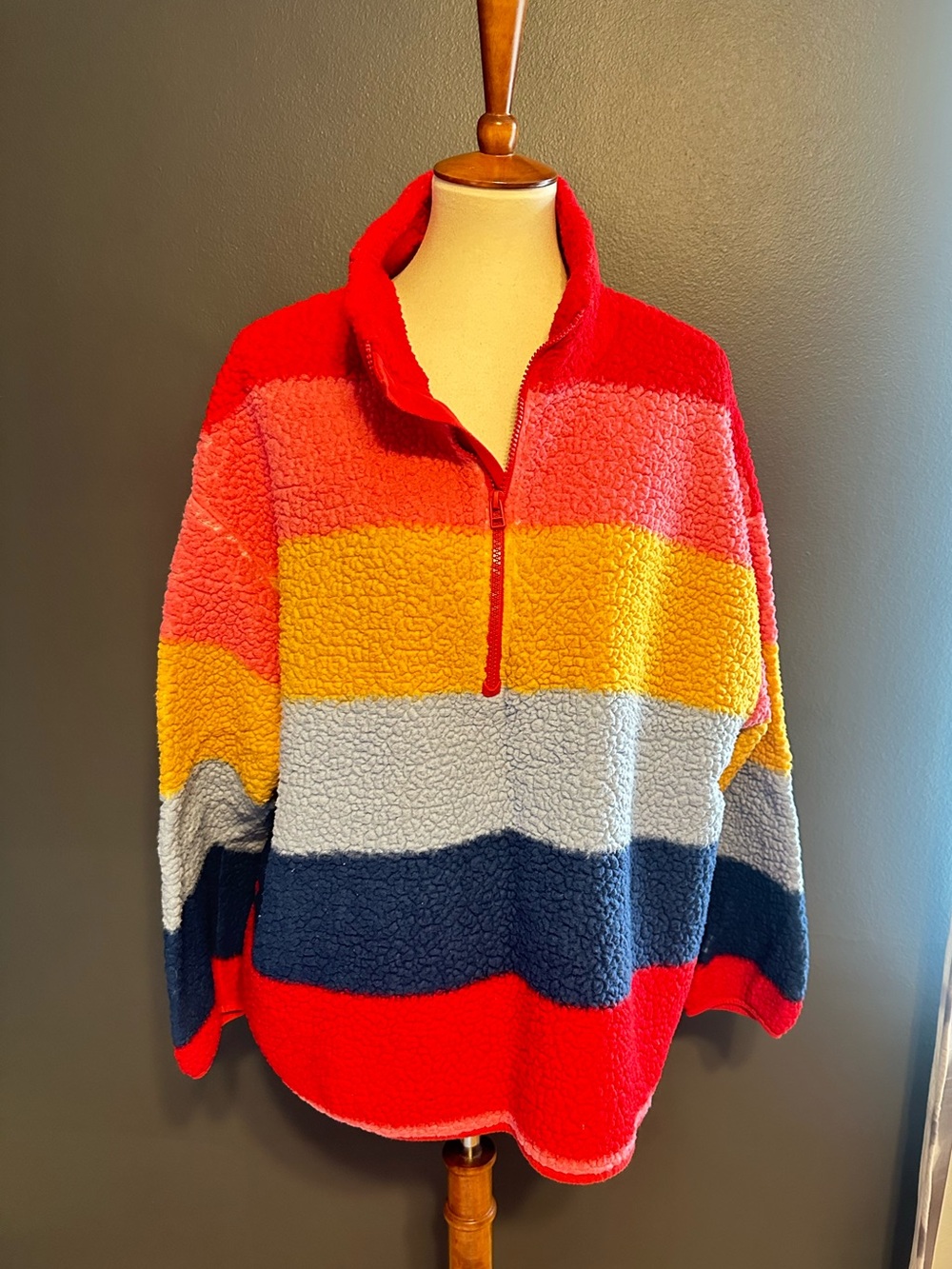 Old Navy Colorblock Sherpa Fleece Quarter Zip Pullover Plus 2X